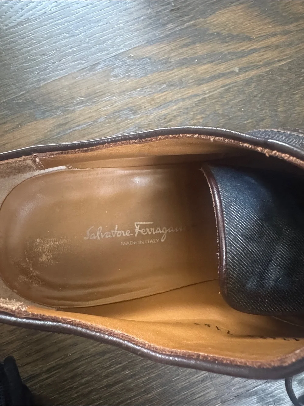 Salvatore Ferragamo Brown Leather and Canvas Wingtip Derby Oxfords 10 2E (wide)